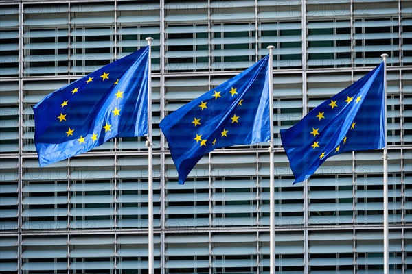 European EU flags in front of the Berlaymont building