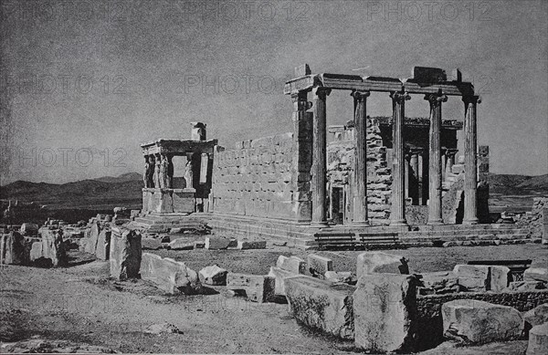 Erechtheion is a temple in the Ionic architectural style on the Acropolis in Athens