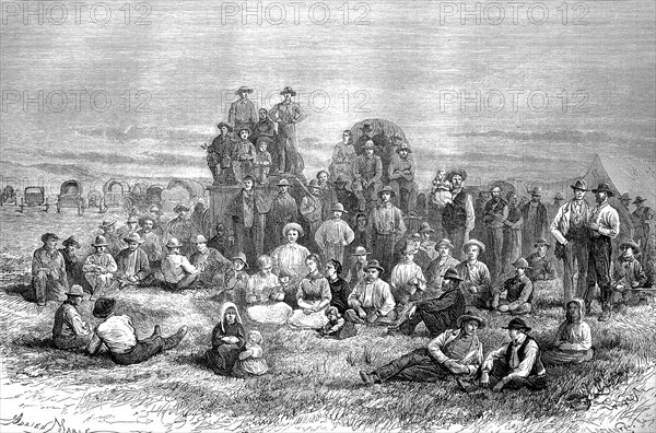 A group of Mormons in 1880 making the trek west in the conquest of America