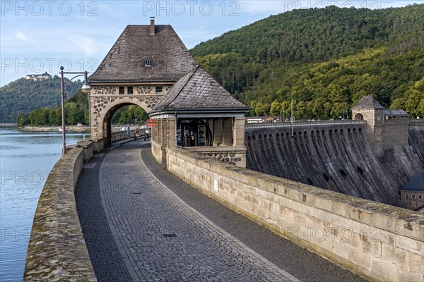 Gate houses on dam