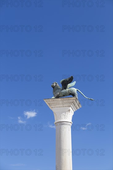 Column bearing a winged lion