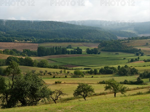 Landscape along the Luederbach. Geo-Naturpark Frau-Holle-Land