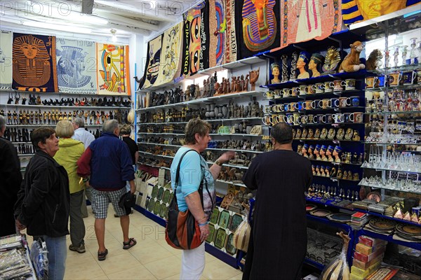 Tourists in a souvenir shop in Esna