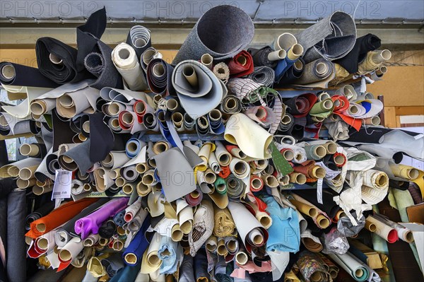 Various fabrics in a saddlery in Allgaeu