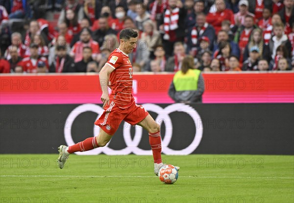 Action Robert Lewandowski FC Bayern Munich FCB on the ball