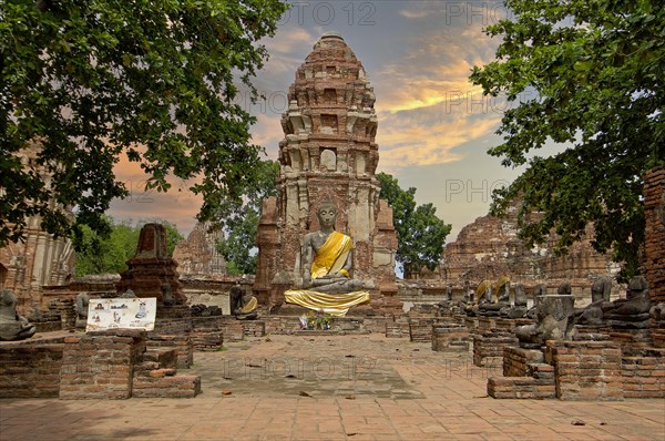 Weathered pagodas in the early morning at Wat Mahathat temple