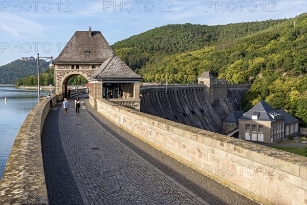 Gate houses on dam