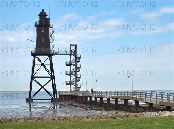 The lighthouse Obereversand in the area of the Weser estuary into the North Sea is a technical monument. It is a black