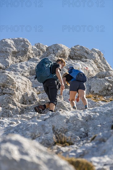 Hiker on a steep hiking trail