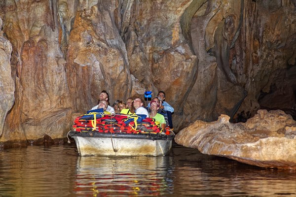 Tourists ride on stream