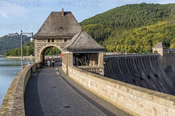 Gate houses on dam