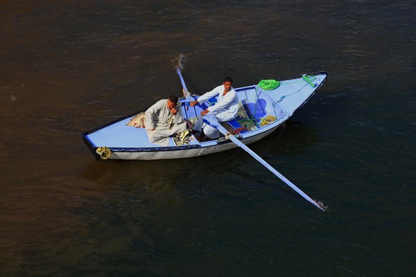 Souvenir seller with a rowing boat on the Nile