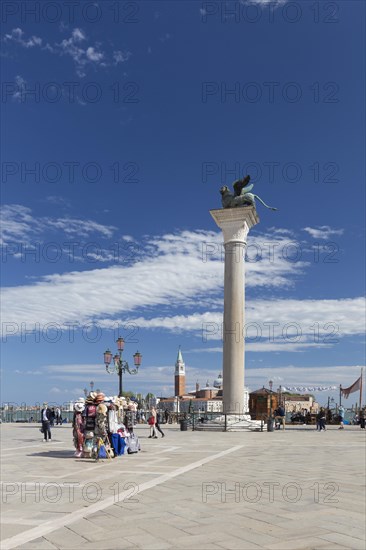 Column bearing a winged lion