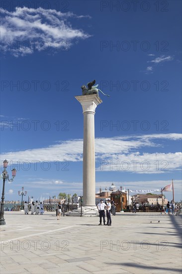 Column bearing a winged lion