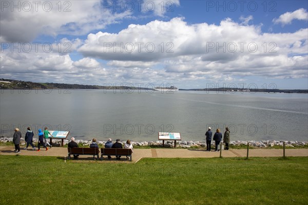 Ocean liner MSC Magnifica entering Cobh Harbour in Ireland on a brilliant sunny day. Cobh