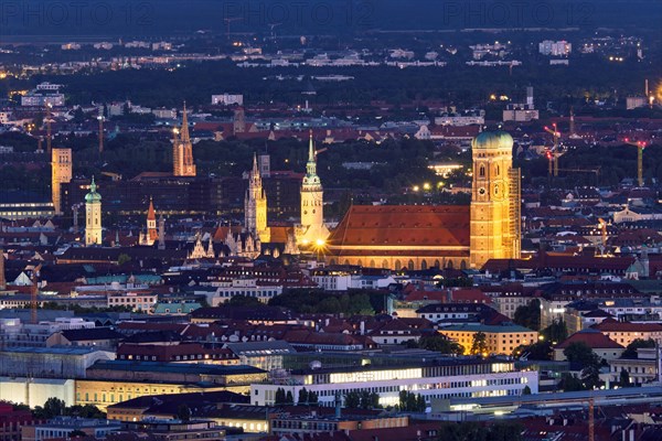 Night aerial view of Munich from Olympiaturm