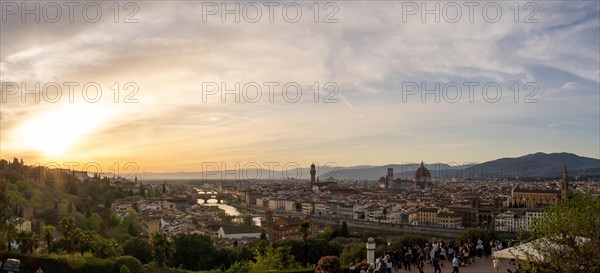 View of Florence in front of sunset from Piazzale Michelangelo