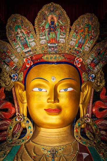 Maitreya Buddha statue in Thiksey Gompa. Ladakh