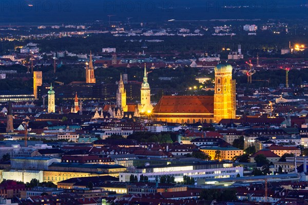 Night aerial view of Munich from Olympiaturm