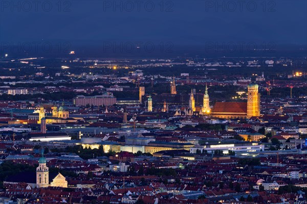 Night aerial view of Munich from Olympiaturm