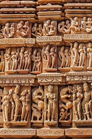 Stone carving bas relief sculptures on Vaman Temple