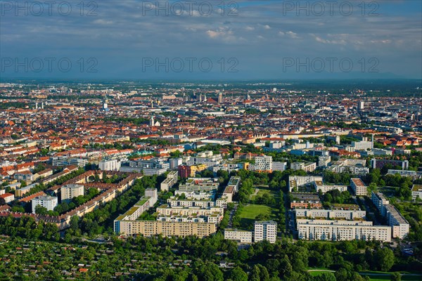 Aerial view of Munich center from Olympiaturm