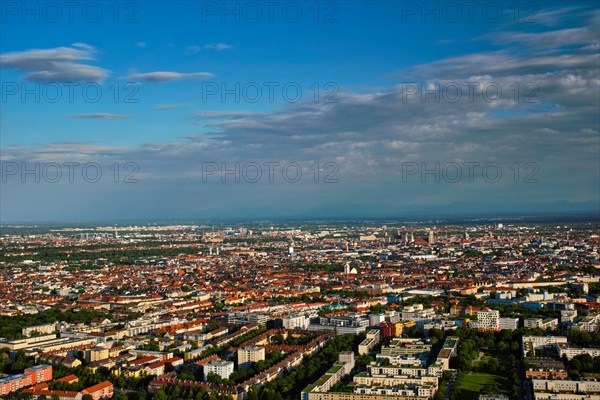 Aerial view of Munich center from Olympiaturm