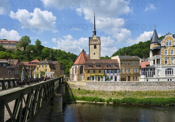 View of the church of St. Mary on the river Weisse Elster