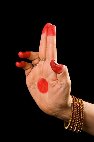 Woman hand showing Ardhapataka hasta