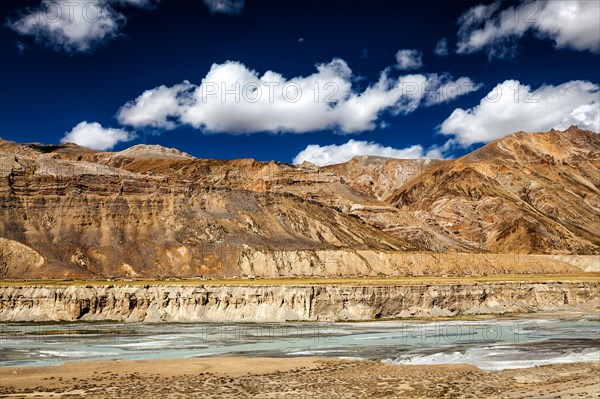 Himalayan landscape in Himalayas along Manali-Leh road. Himachal Pradesh