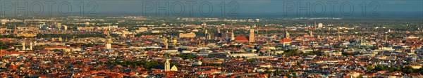 Aerial panorama of Munich center from Olympiaturm