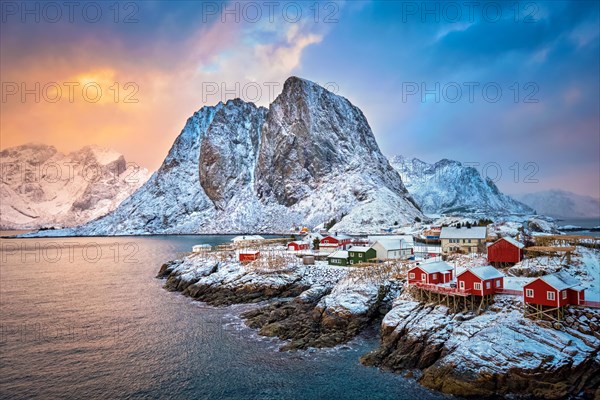 Famous tourist attraction Hamnoy fishing village on Lofoten Islands