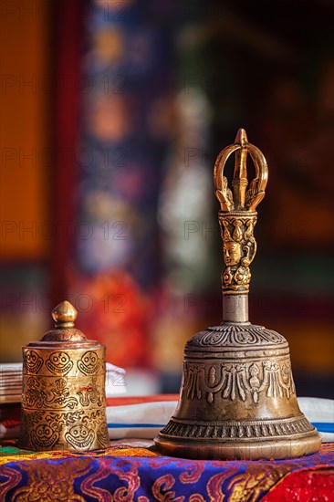 Religious bell in Spituk Gompa