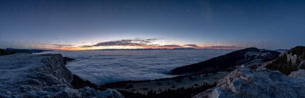 View over the sea of fog of the Central Plateau
