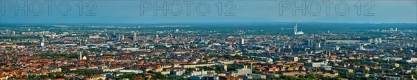 Aerial panorama of Munich center from Olympiaturm