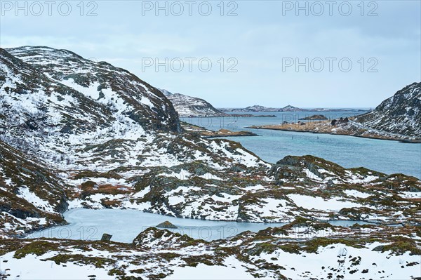 View of norwegian fjord in winter
