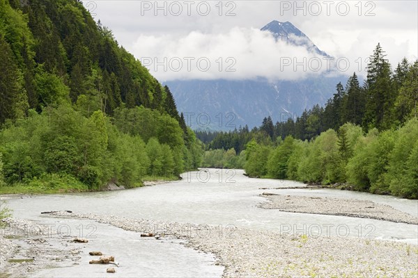 River landscape of the Iller near Fischen in the Allgaeu