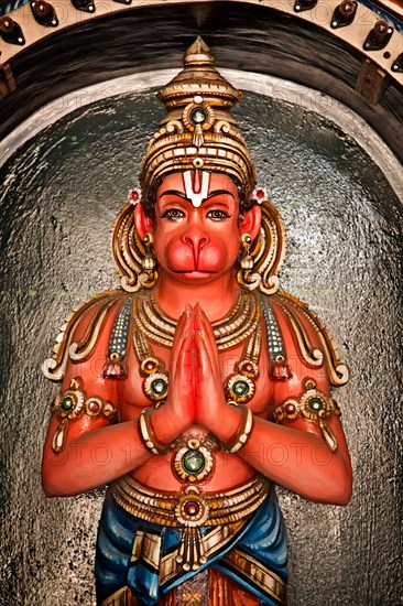 Hanuman statue in Hindu Temple. Sri Ranganathaswamy Temple. Tiruchirappalli