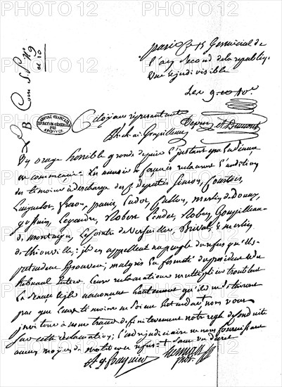 Letter from Antoine Quentin Fouquier de Tinville