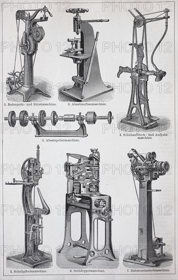 Various machines for the production of shoes