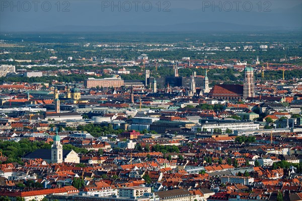 Aerial view of Munich center from Olympiaturm