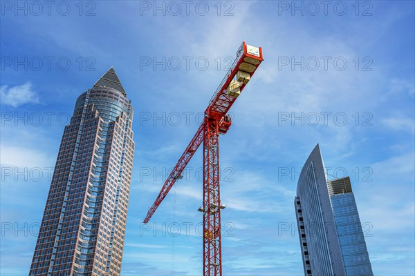 Construction crane at the Frankfurt Messeturm