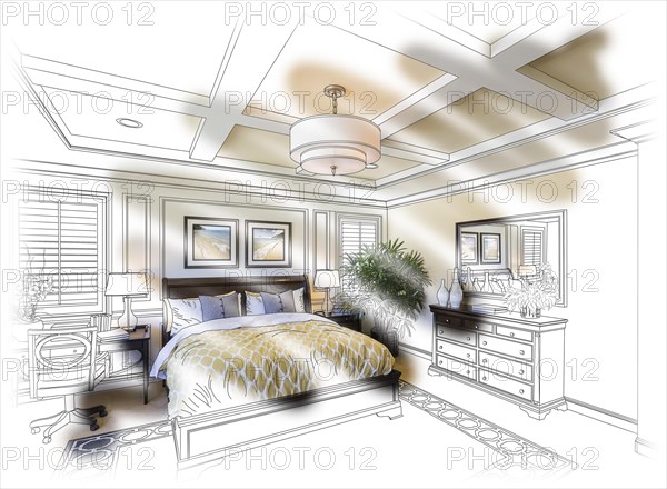 Beautiful custom bedroom design drawing and photo combination