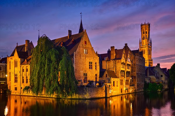 Famous view of Bruges tourist landmark attraction