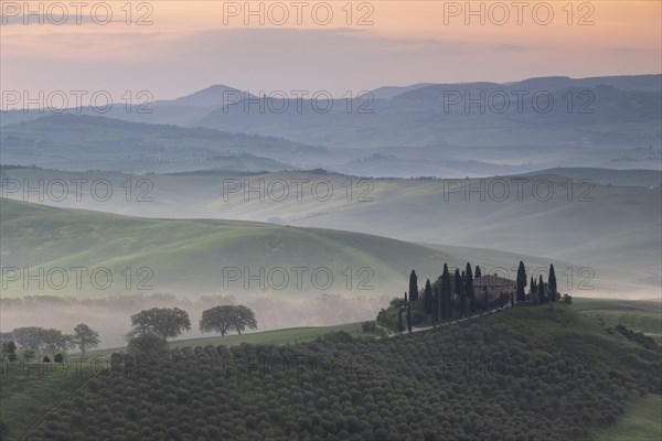 Podere Belvedere estate at sunrise