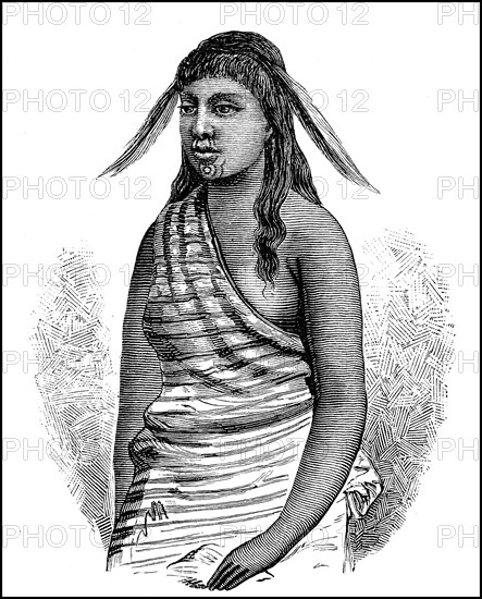 Woman of the Maori tribe from New Zealand