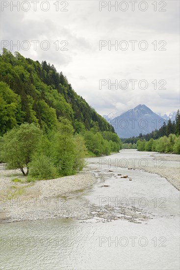 River landscape of the Iller near Fischen in the Allgaeu