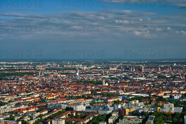 Aerial view of Munich center from Olympiaturm