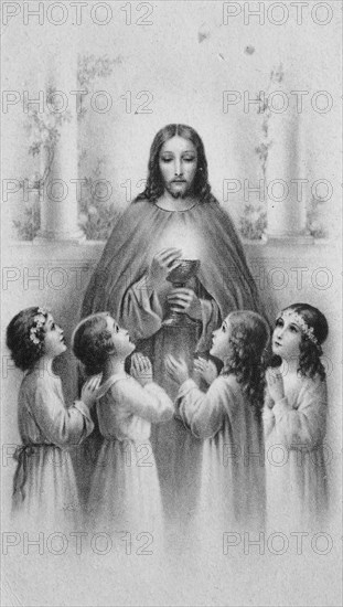 Jesus with the chalice surrounded by children
