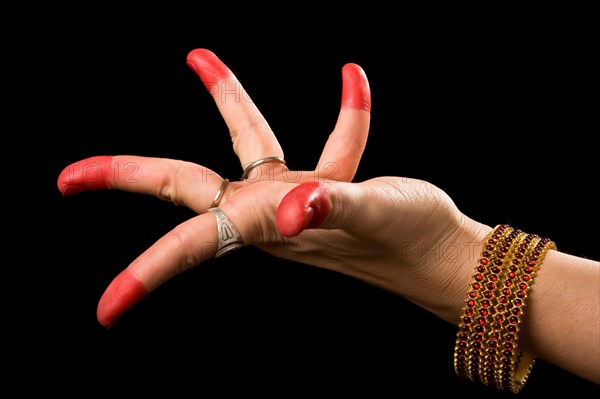 Woman hand showing Alapadma hasta